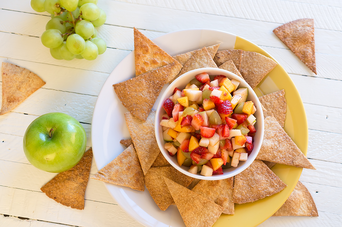 After School Snack Day 11: Fruit Salsa with Cinnamon Sugar Tortilla Chips -  Yay Baby!
